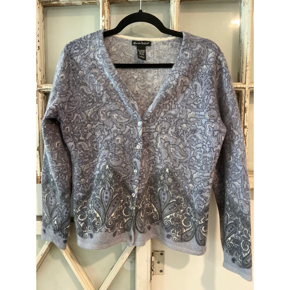 Alexandra Bartlett size large lambs wool & angora cardigan sweater